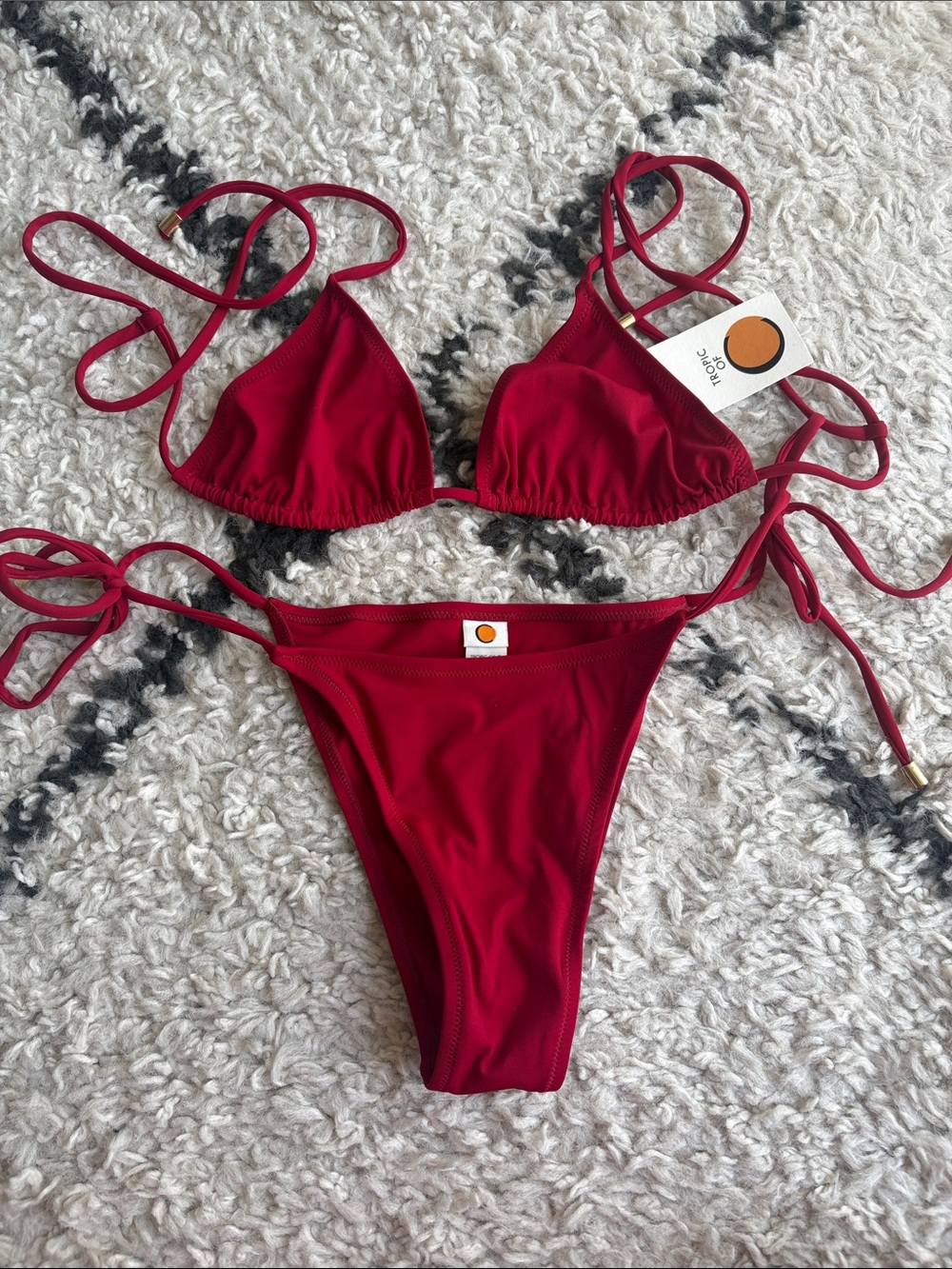 Tropic of c Red Triangle String Bikini Set med top- large bottom